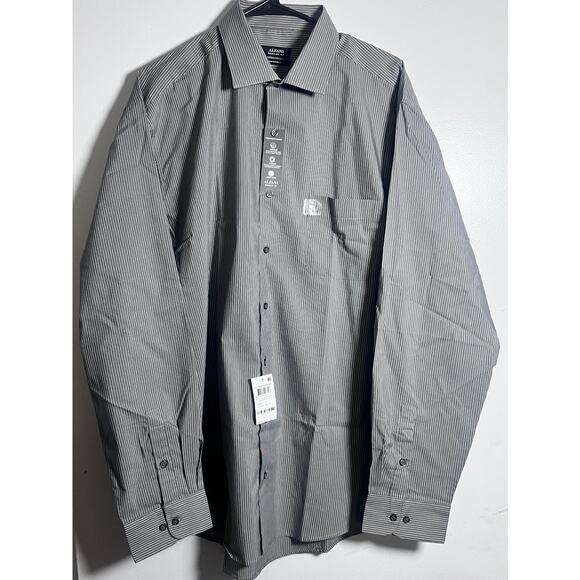 Alfani Men’s XL Dress Shirt Regular Fit Gray Stripe Performance Stretch NWT - Picture 2 of 7